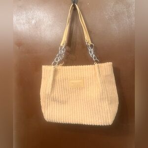 Meiduola NEW Cordoroy/chenille tote. Beige textured tote is fun & fashionable